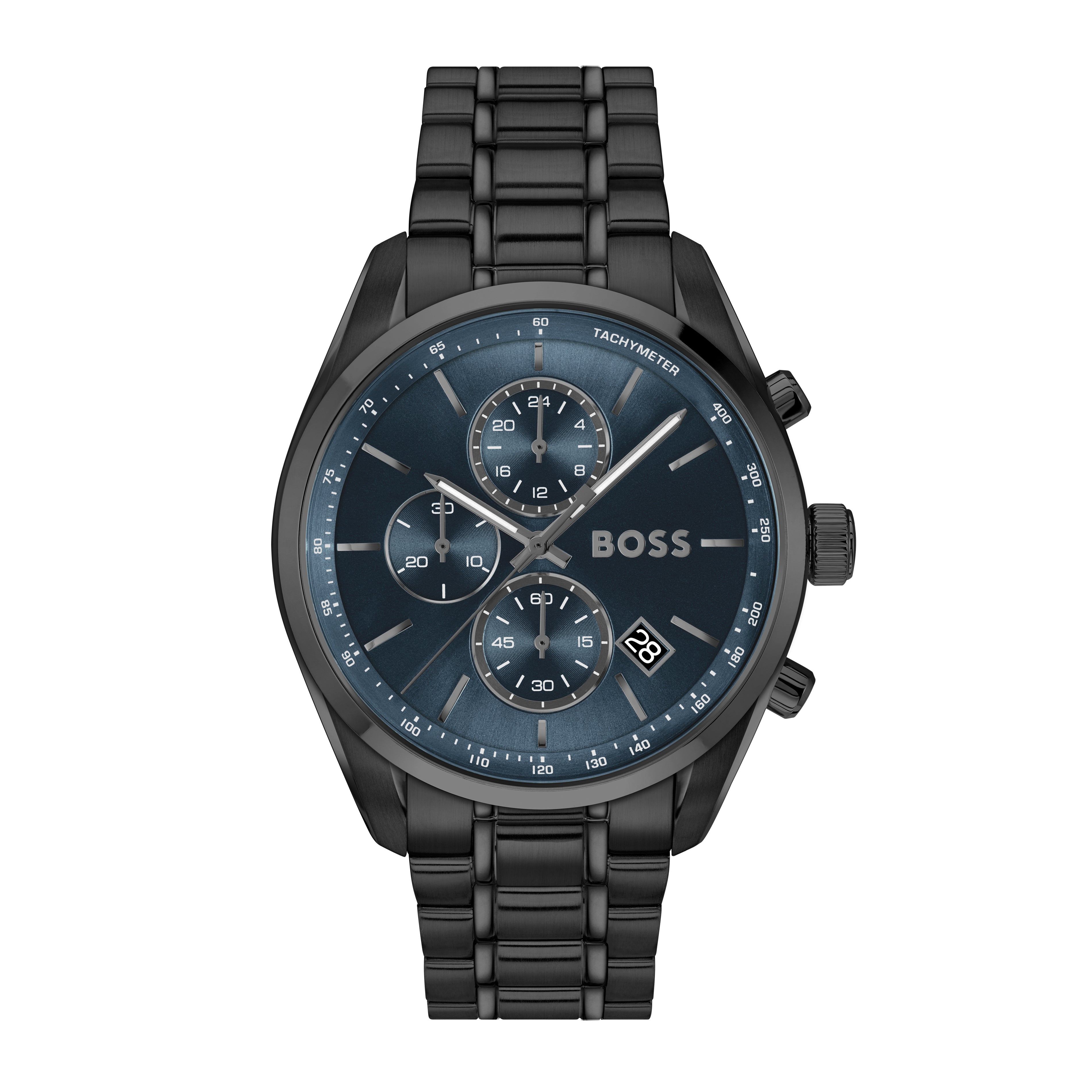Gents BOSS Grand Prix 44 Chrono Black IP Watch