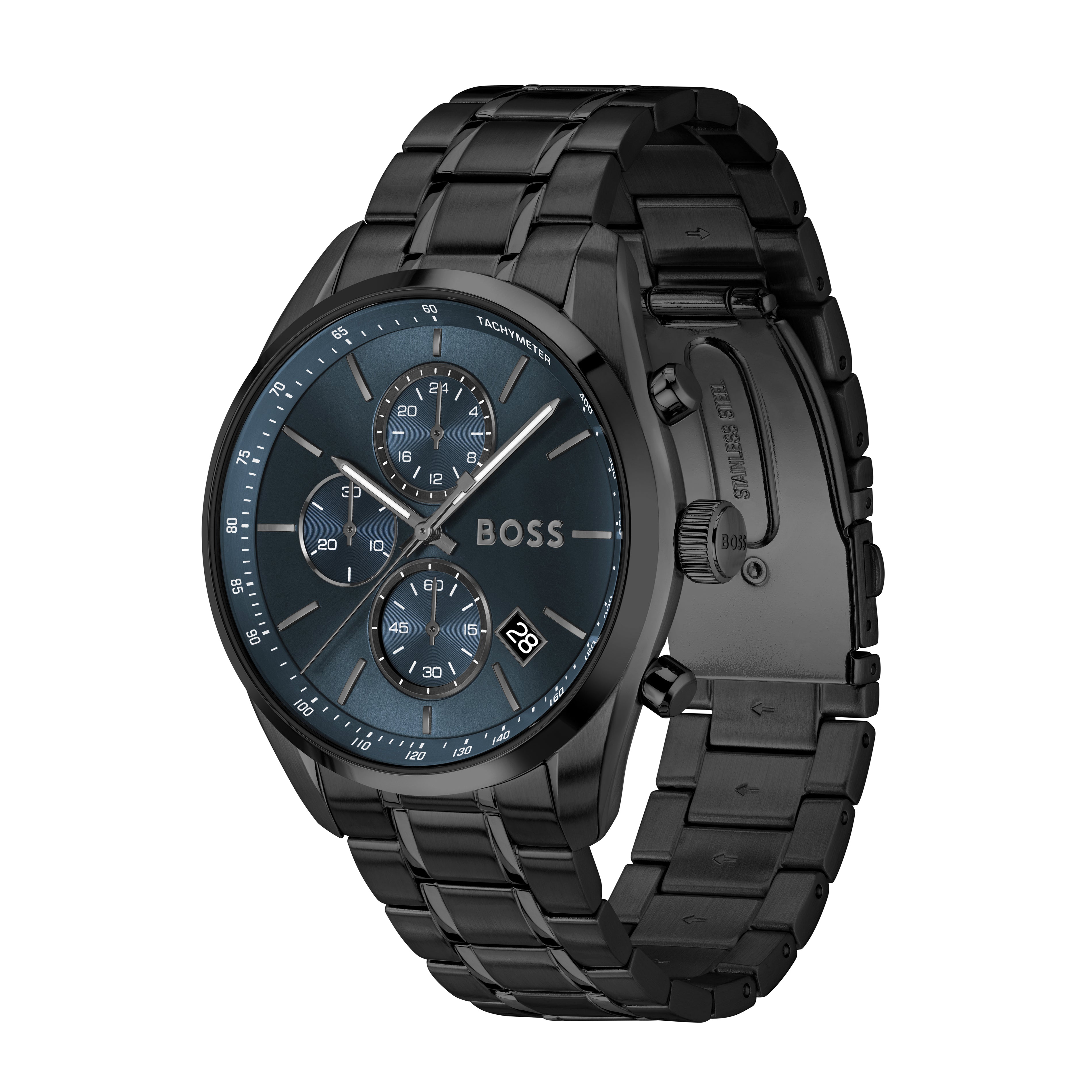 Gents BOSS Grand Prix 44 Chrono Black IP Watch